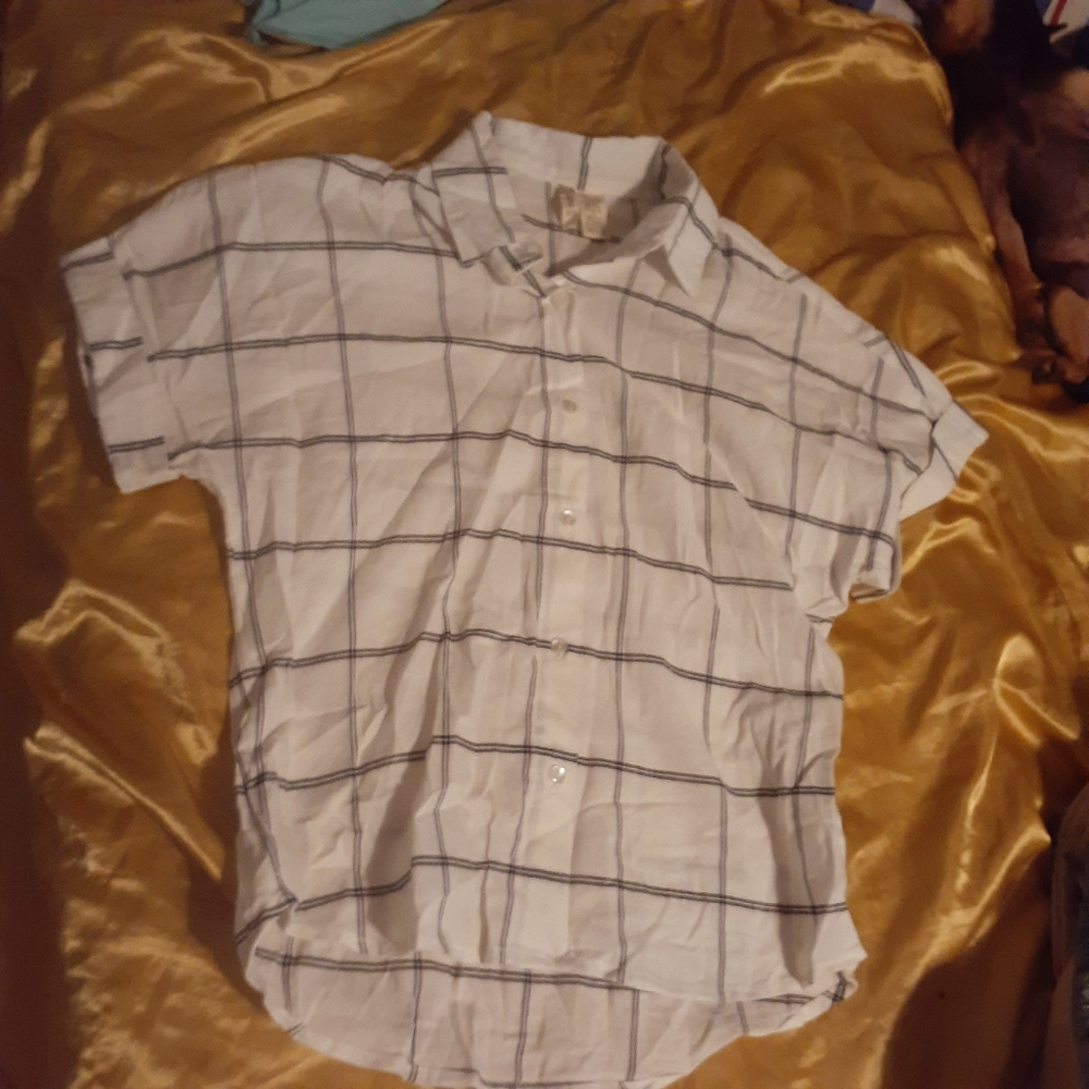 Spring summer thin women's plaid button up blouse free w bundle only